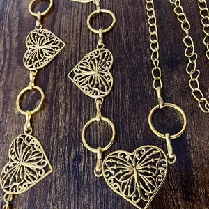 Gold Y2K Butterfly Heart Open Ring Chain Belt, Fits 25-44 Inches, X7GA1318 thumbnail 7