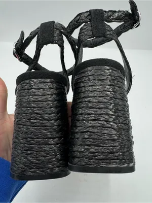 Marc Fisher Janie Braided Ankle-Strap Platform Sandals‎ in black size 6 coastal thumbnail 4