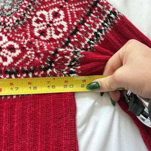 Vintage Sweater Pullover 1/4 Zip Womens Size XL Red Gray‎ Fair Isle Holiday 90s thumbnail 5