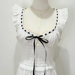 Kimchi Blue Olivia Smocked Midi Dress Small White Ribbon Milkmaid Cottagecore thumbnail 9