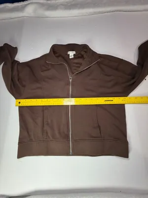 Women's Brown Full-Zip Casual Hoodie thumbnail 3
