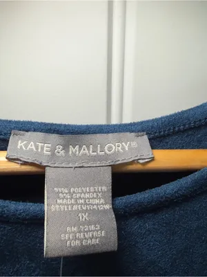 Kate & Mallory 1X Blue Faux Suede Scallop Trim Dress Coastal Cowgirl Indie Folk thumbnail 6