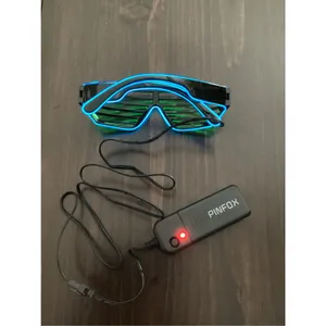 NWOT Dual-Color EL Wire Neon Rave Glasses Classic 1980s retro shutter-style thumbnail 4