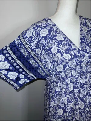 Women's Camisa Blue & White Floral Maxi Dress M-L thumbnail 2