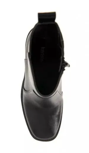 New Kensie Klinton Women's 9 Black Leather Side Zip Chunky Heel Square Toe Boots thumbnail 5