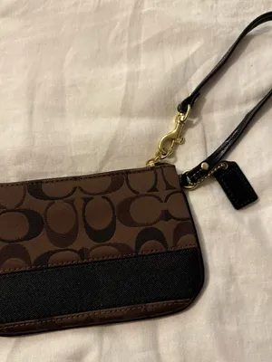 Coach Brown and Black Signature Canvas Wristlet thumbnail 2