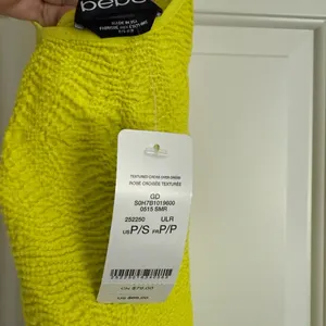 Bebe Textured Cross Over Mini Bodycon Dress - Size S - Neon Yellow - NWT‎ thumbnail 6