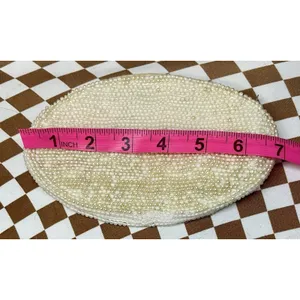 Vintage 1950's Reina Oval Pearl Beaded Evening Bag 7" with Zipper Closure thumbnail 5