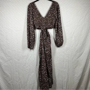 Petal + Pup Brown Floral Smocked Open Sides Boho Maxi Dress‎ thumbnail 5
