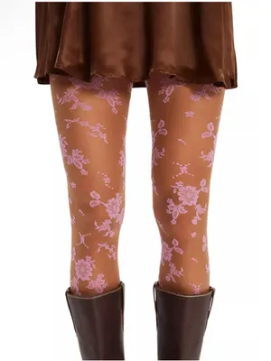 Free People Flocked Floral Tights thumbnail 2
