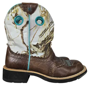 Ariat Fatbaby Camo Western Boots Brown Leather Teal Trim 10009503 Womens 7.5B thumbnail 3