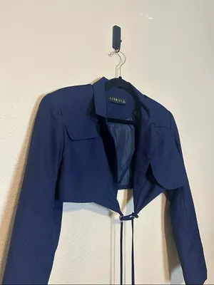 Revolve Lioness Miami Vice‎ Cropped Wrap Blazer Tie Waist Navy Y2K Size XS thumbnail 3