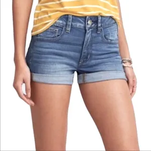 American Eagle Outfitters Blue Denim Jean Cutoff Super Stretch Shorts 8 thumbnail 1