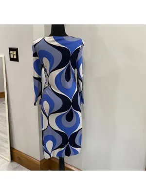 Boden mod swirl half sleeve knee length midi dress retro size 6 R thumbnail 4