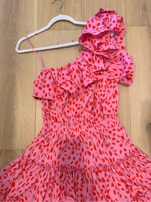 Buddy Love Pink & Red Polka Dot One Shoulder Ruffle Dress thumbnail 2