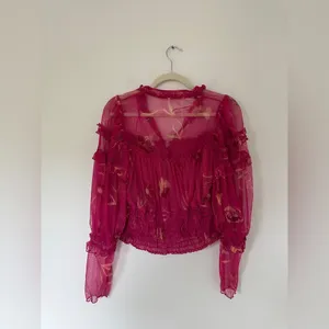 Free People Time For Shine Smocked Mesh Top In Purple Combo thumbnail 10