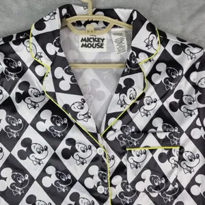 Disney Mickey Mouse‎ Sleep Shirt For Adults Size Small Black White Polyester thumbnail 4