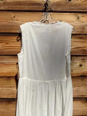 Kourt Few Moda Size M White Sonnet V neck Cotton Long Maxi Ankle Dress thumbnail 10