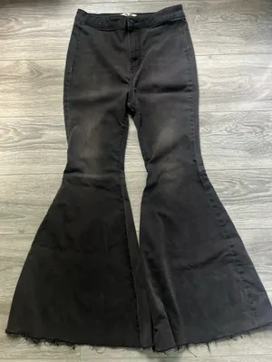 We the Free Washed Black Super Flare Bell Bottom Denim Jeans Retro Boho Size 29 thumbnail 1