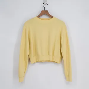 Aritzia TNA Cozy Fleece Perfect Crew Sweatshirt Yellow Solid Pullover Women's S thumbnail 2