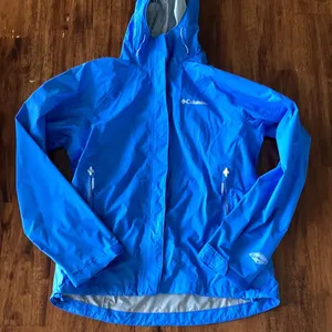 Columbia Omnitech Waterproof Blue Rain Jacket Women’s Size Extra Small XS EUC thumbnail 1