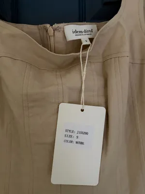 NWT Idem Ditto Khaki Square Neck Pleated Corset Style Mini Dress – Small thumbnail 5
