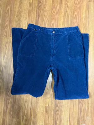 VTG Wrangler Corduroy Blue Wide Leg Pants Size 18. Made in USA thumbnail 3