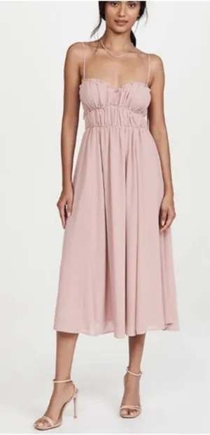 Anthropologie O.P.T Gigi Midi Dress Size Medium Pink Open Back Chiffon Wedding thumbnail 1