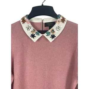 Cashmere Charter Club Sweater Womens M Pink 100% Cashmere Embellished Collar thumbnail 2