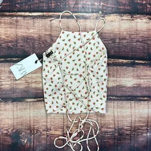 Zara Watermelon Strappy Open Back Crop Top Shirt thumbnail 7