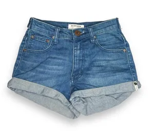 NWOT One X One Teaspoon Blue Harlets Cuffed High Rise Denim Jean Shorts 24 thumbnail 2