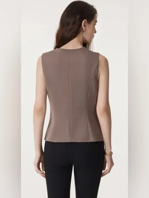 OGL NWT Sleeveless Button Front Vest in Deep Burgundy Size L thumbnail 7