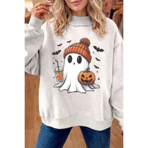 Reversible Halloween Graphic Mock Neck Tunic Sweatshirt - XL thumbnail 6