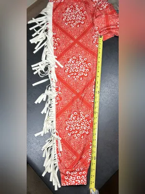 Lucky & Blessed Size M Red Leopard Fringe Bandana Jogger Pants thumbnail 3