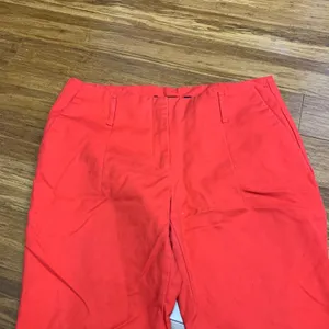 Zara Basic Red Trousers Pants High Rise‎ Utility Pockets Women Size 10 Career thumbnail 2