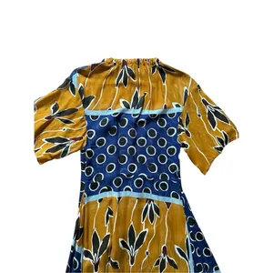 ZARA Navy Mustard White‎ Floral Sheer Tie Waist Midi Dress Sz XS thumbnail 12