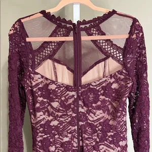 Soieblu Lace Long Sleeve Dress Burgundy Whimsigoth Vampy Dark Romance‎ thumbnail 8