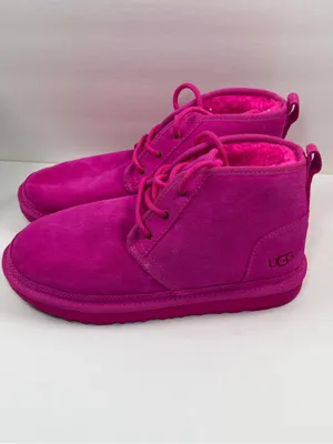 UGG Neumel Boots Women Size 5 Pink Suede Shearling Lined Chukka Cozy thumbnail 2