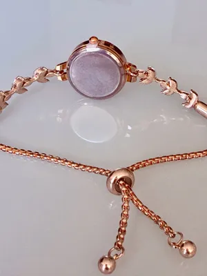 Brand New Pink and rose gold watch with floral charm thumbnail 3