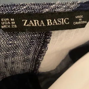 Zara Navy & White Check Linen Blouse size medium thumbnail 9