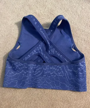 Blue Animal Print Gym Shark High Neck Sports Bra thumbnail 4