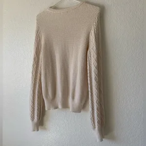 Cyrus Cream Cable Knit Sweater Ivory Size M Academy Preppy thumbnail 16