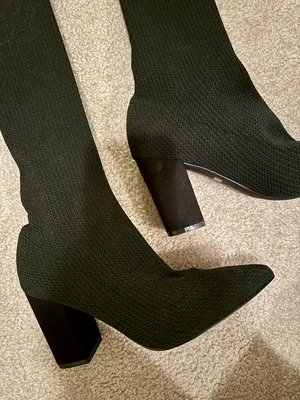 Black Over The Knee Knit Boots Size 7 thumbnail 1