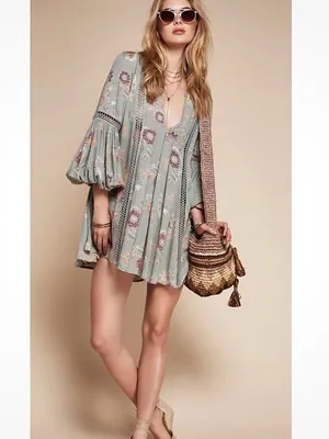 Free People Just The Two Of Us Floral Crochet Tunic Mini Dress XS thumbnail 9