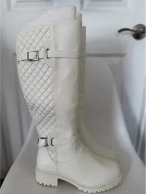 White quilted knee high boots Size 10 thumbnail 4