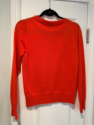 J. Crew Size S Orange Lightweight Merino Blend Gold Button Long Sleeve Cardigan thumbnail 9