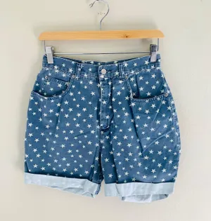 Vintage Star Print Shorts Blue Size 8 thumbnail 3