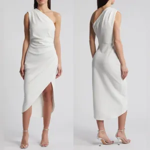 NWOT Elliatt Xara One-Shoulder Asymmetric Crepe white Cocktail Dress sz XS thumbnail 2