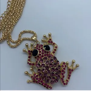 New reddish&pink frog rhinestone fashion necklace thumbnail 2