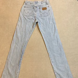 Wrangler High Rise Straight Leg Jeans Size 9x34 Light Wash Denim Vintage Boho thumbnail 2